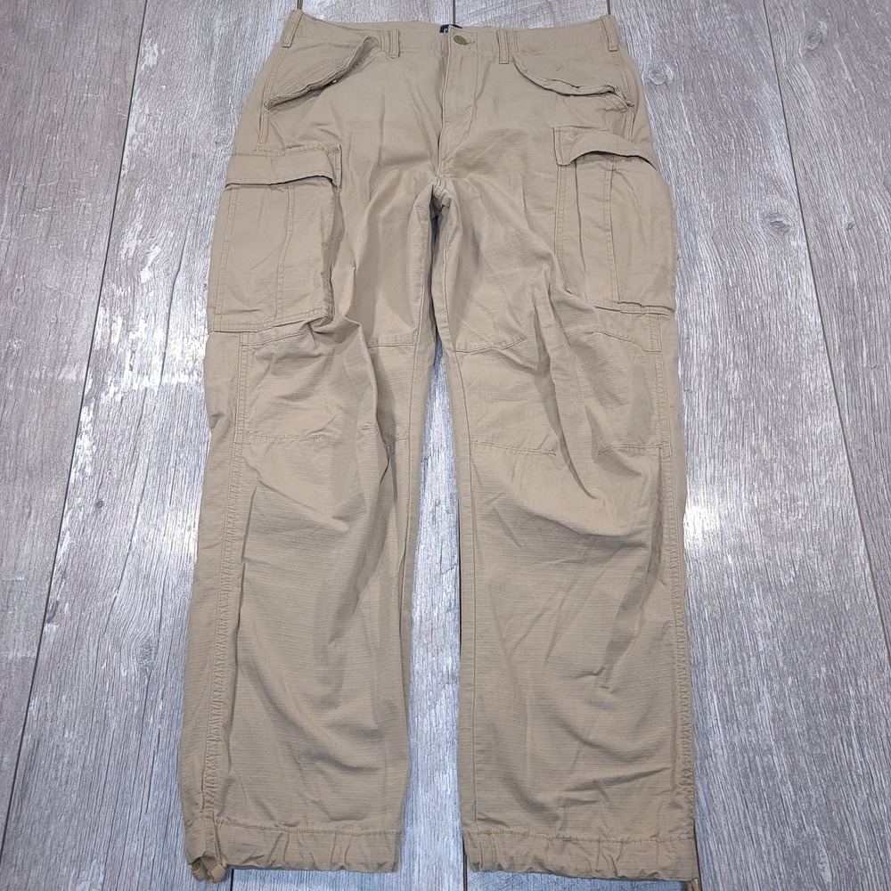 Gap Cargo Pants Mens Size 32x30 Tan Ripstop Multi Pocket Outdoor Utility Trouser